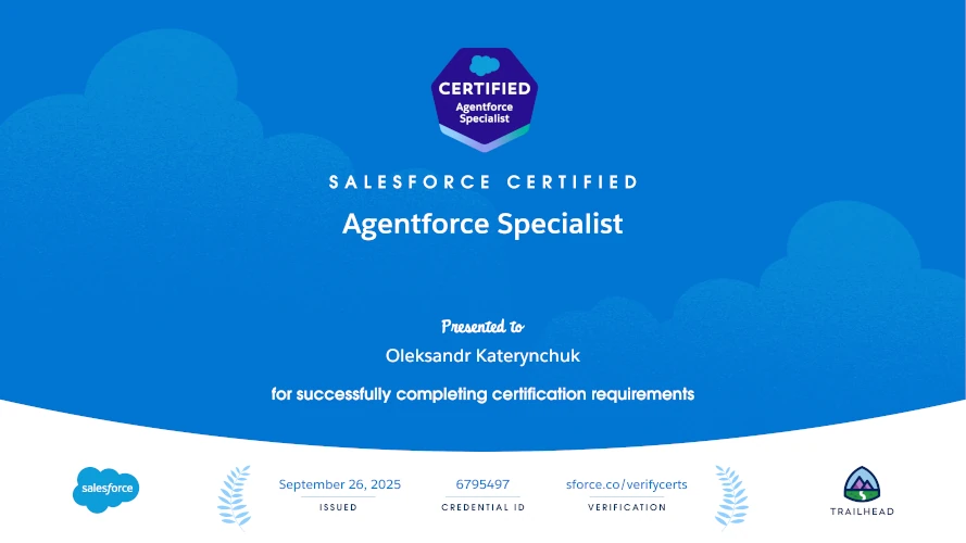 Salesforce Agentforce Specialist Certification