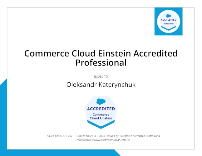 Commerce Cloud Einstein Certification