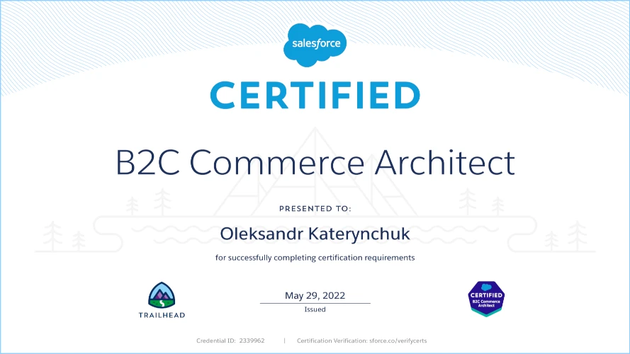 Salesforce B2C Commerce Architect Certification